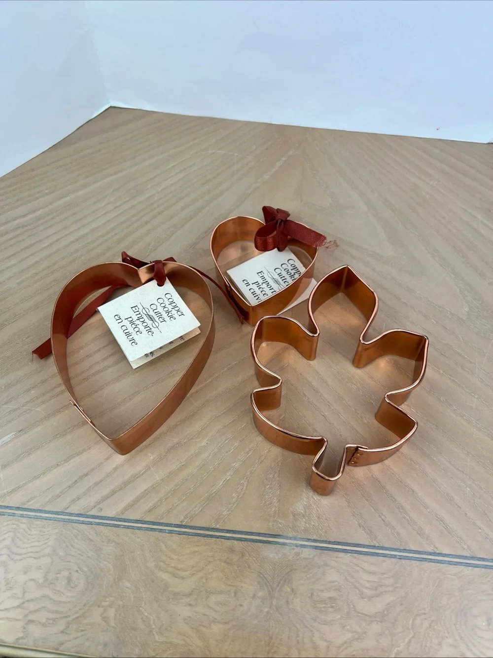 Copper Leaf and Heart Cookie Cutters - Set of 3